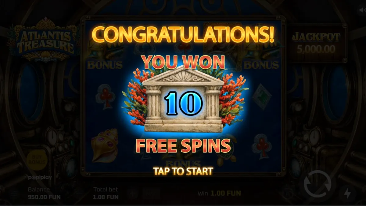Pemandangan visual slot Atlantis Treasure dengan tema steampunk bawah air